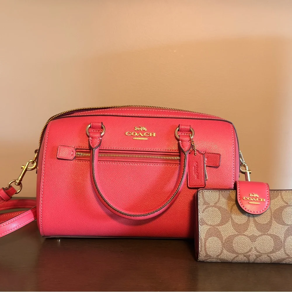 Coach Rowan Satchel with Signature Wallet; last pic best for color - Picture 1 of 14